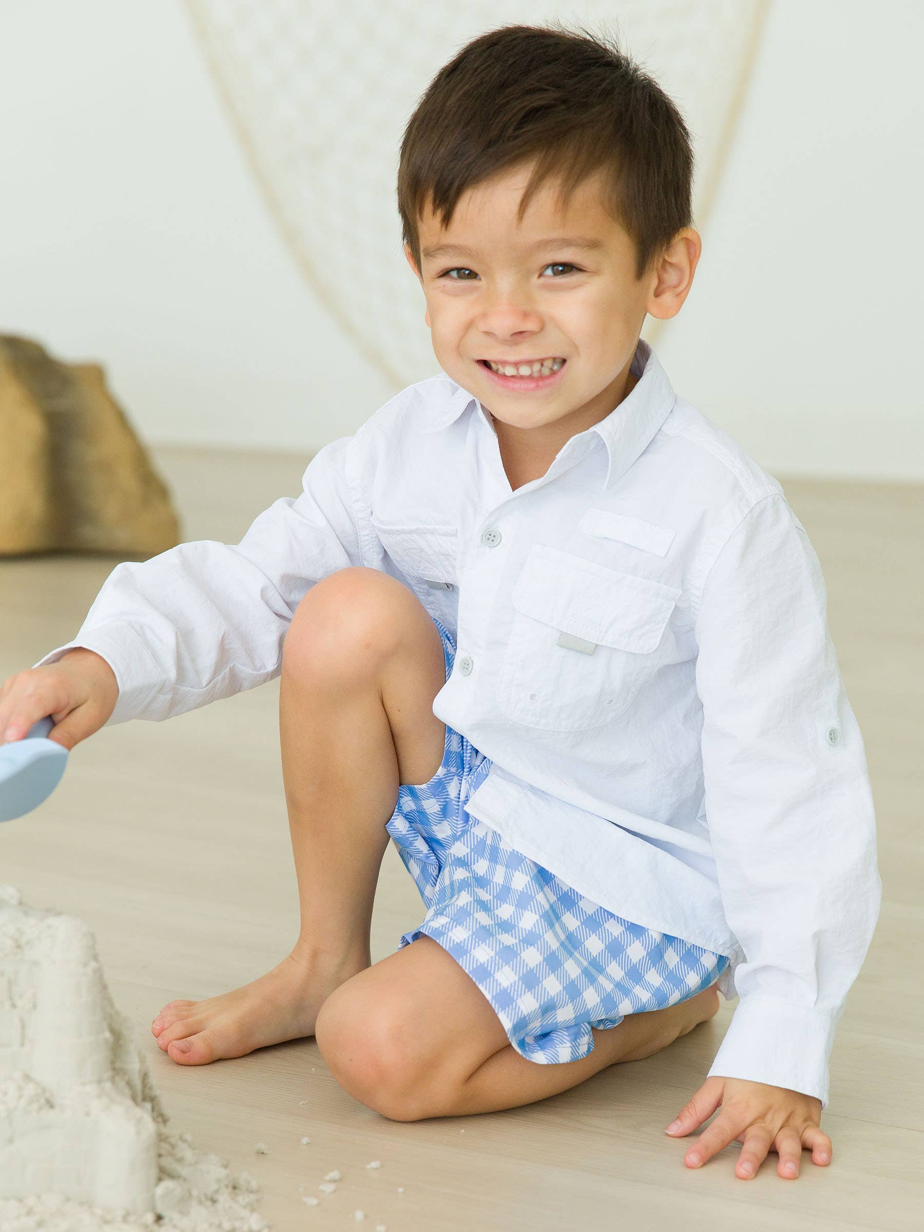 Gingham Swim Trunks - Periwinkle Blue *FINAL SALE*