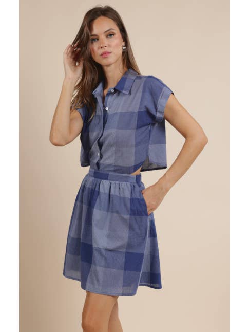 Voyage Cotton Check Shirt Mini Dress