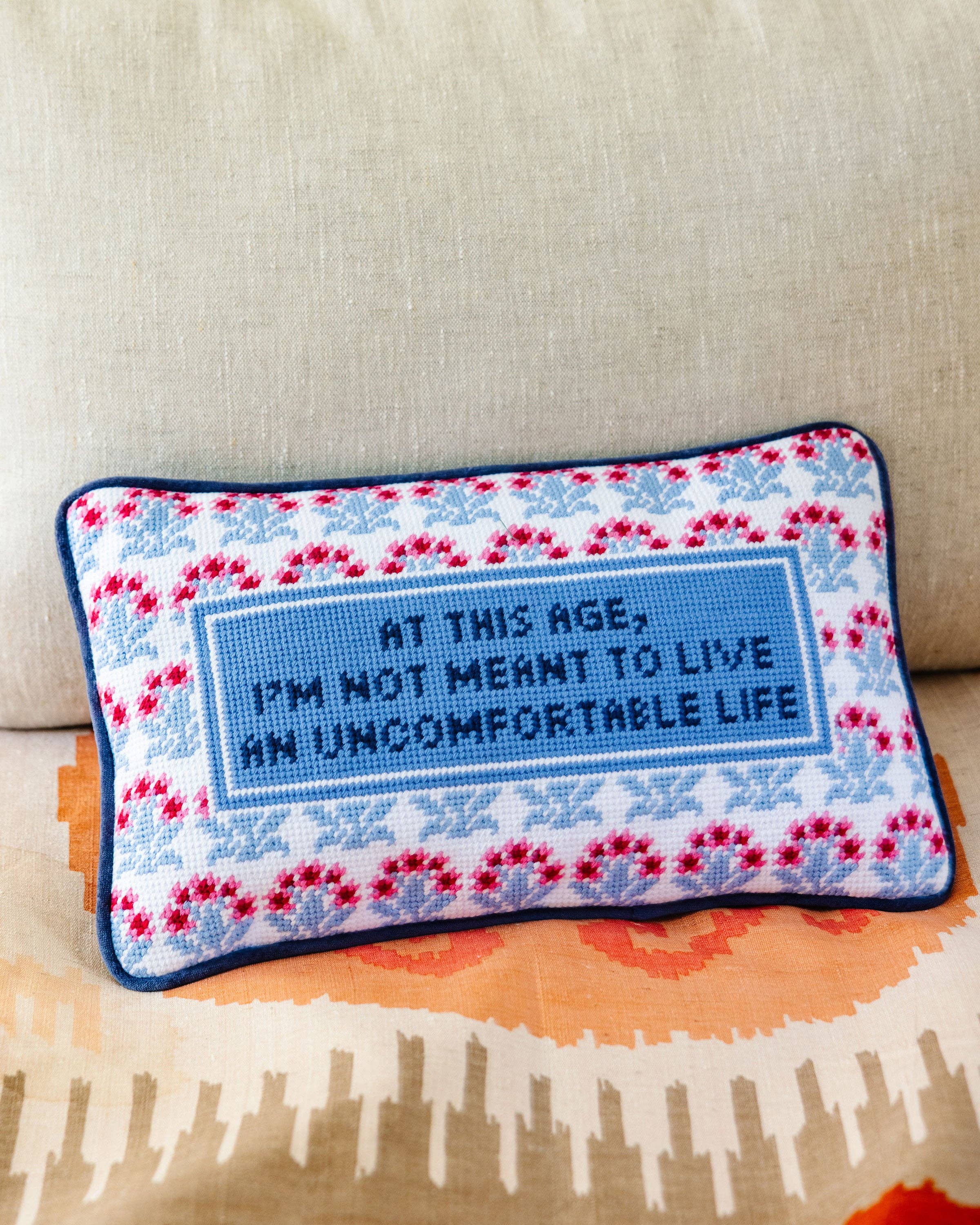 Uncomfortable Needlepoint Pillow