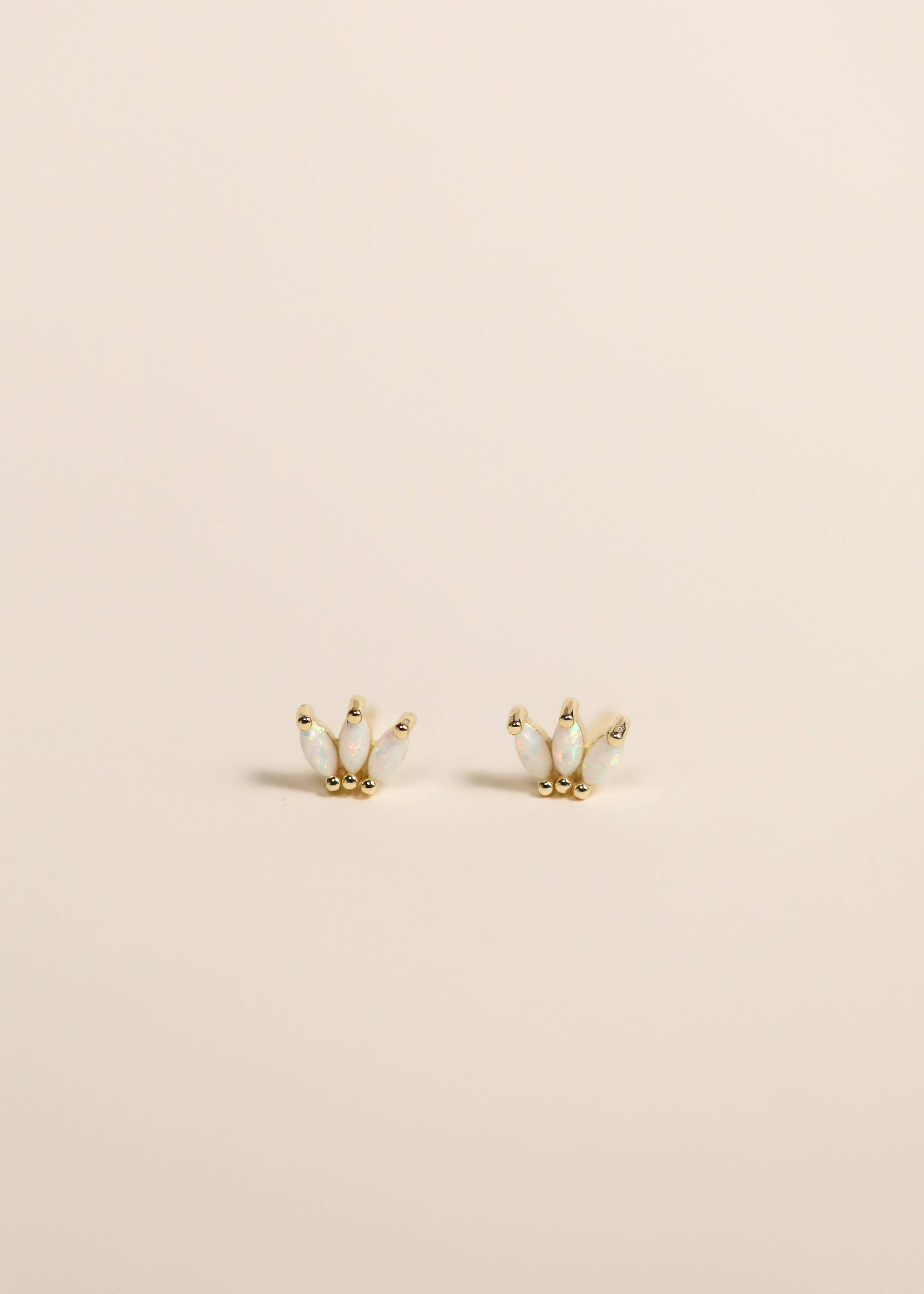 White Opal Crown Stud Earrings