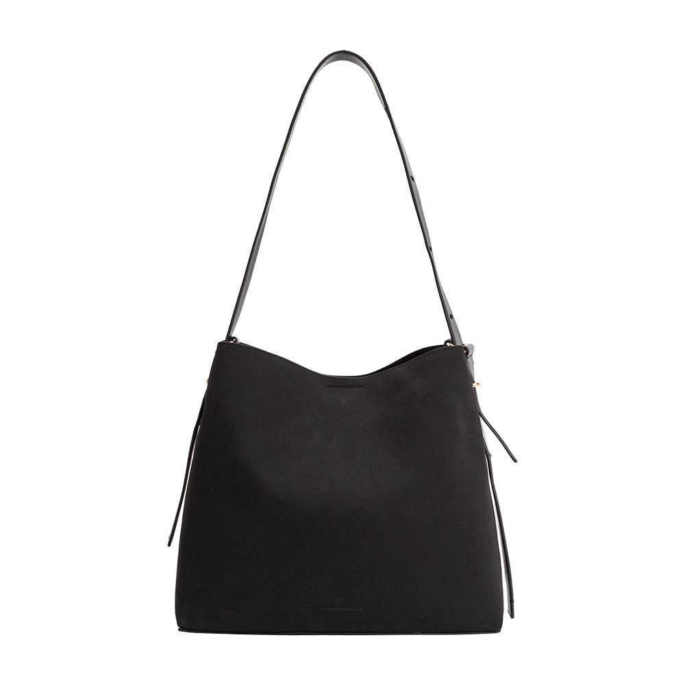Stormie Black Vegan Suede Tote Bag