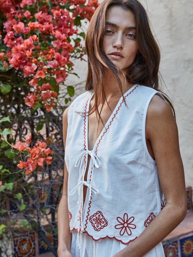 Tied Together Embroidered Vest