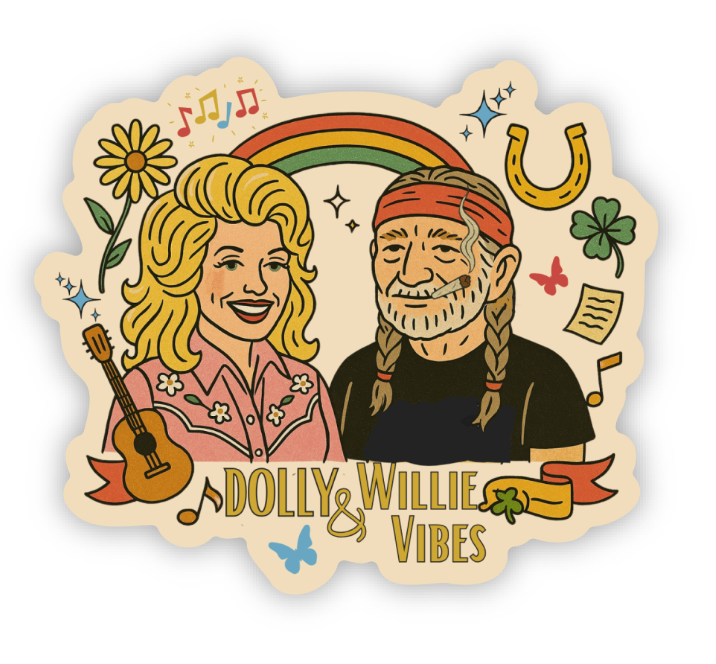 Willie and Dolly Vibes Sticker