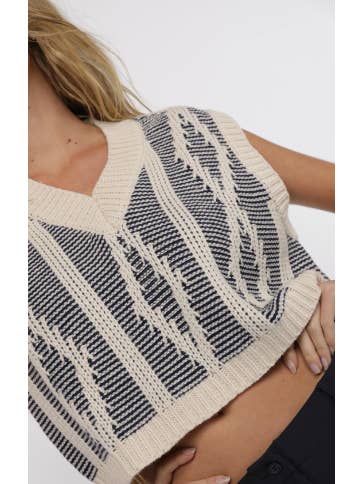 Macy Two Tone Cable Knit Sweater Vest