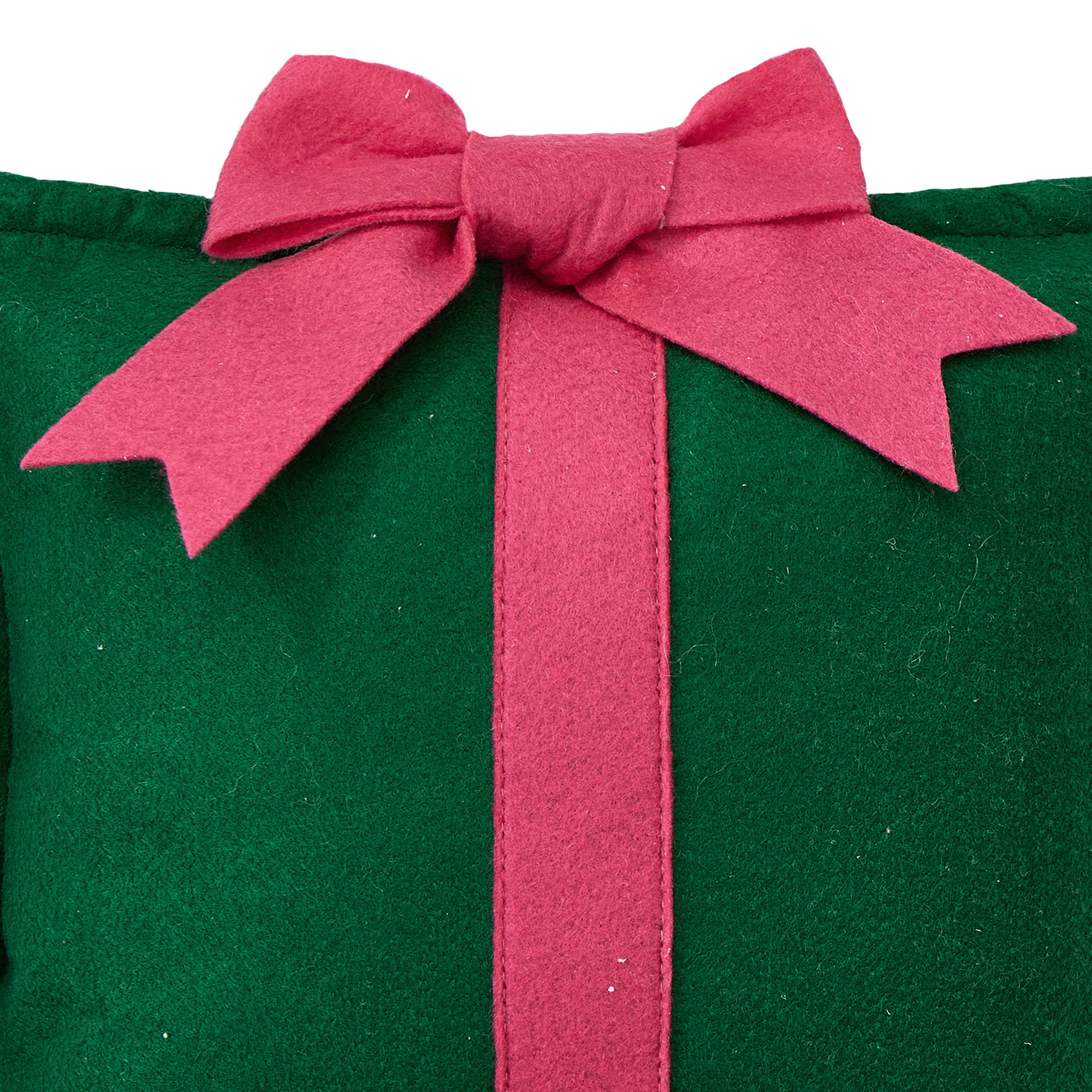 Felt Green Present Pillow