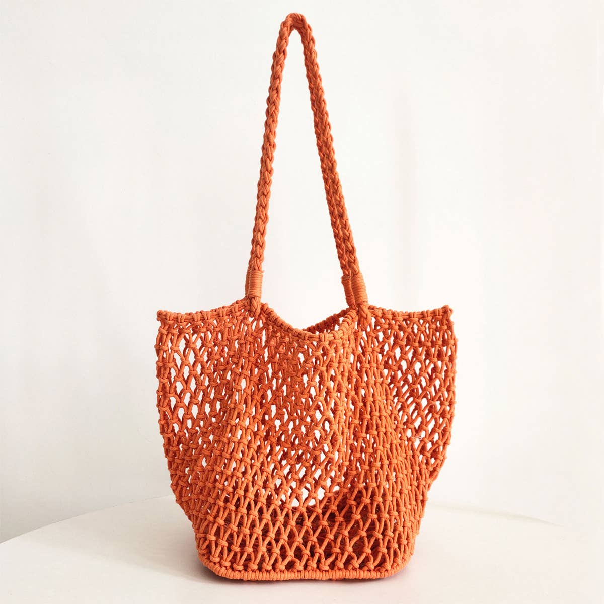 Woven Shoulder Beach Bag - Orange