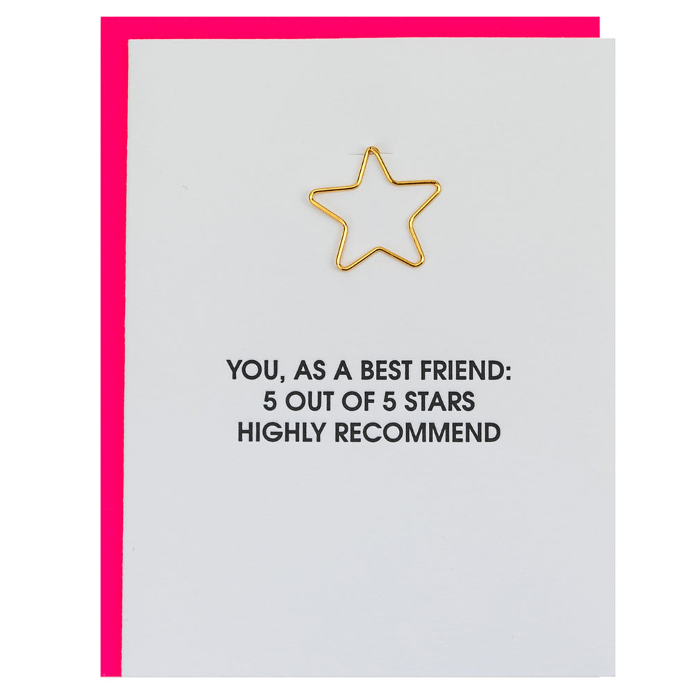 You, As a Best Friend Star Paperclip Card