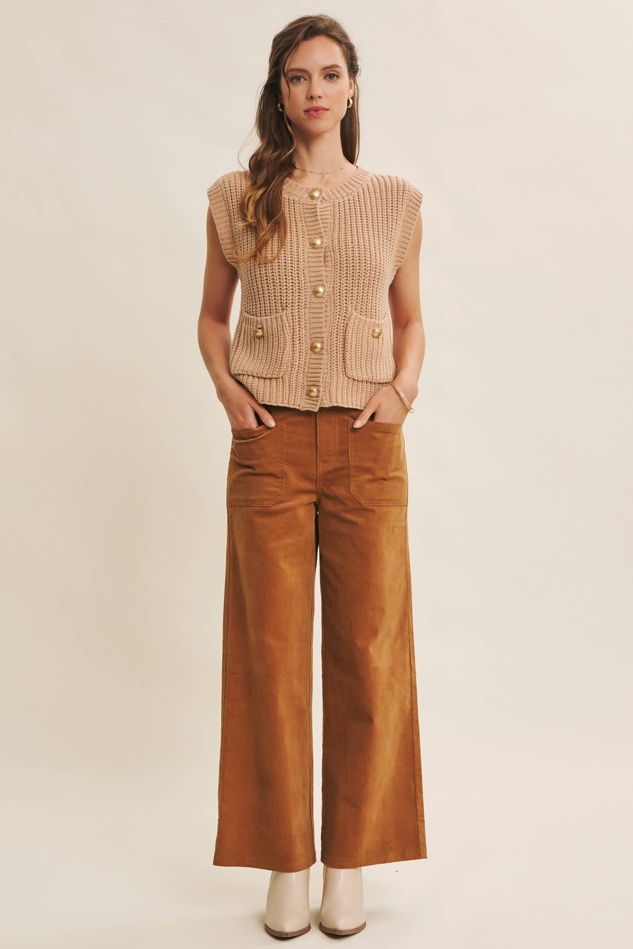 Ginger Spiced Corduroy Wide Leg Pants