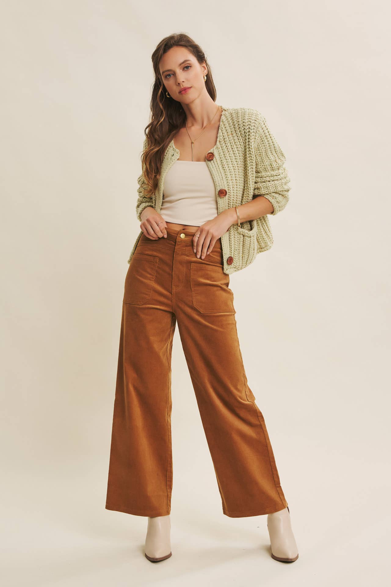 Ginger Spiced Corduroy Wide Leg Pants