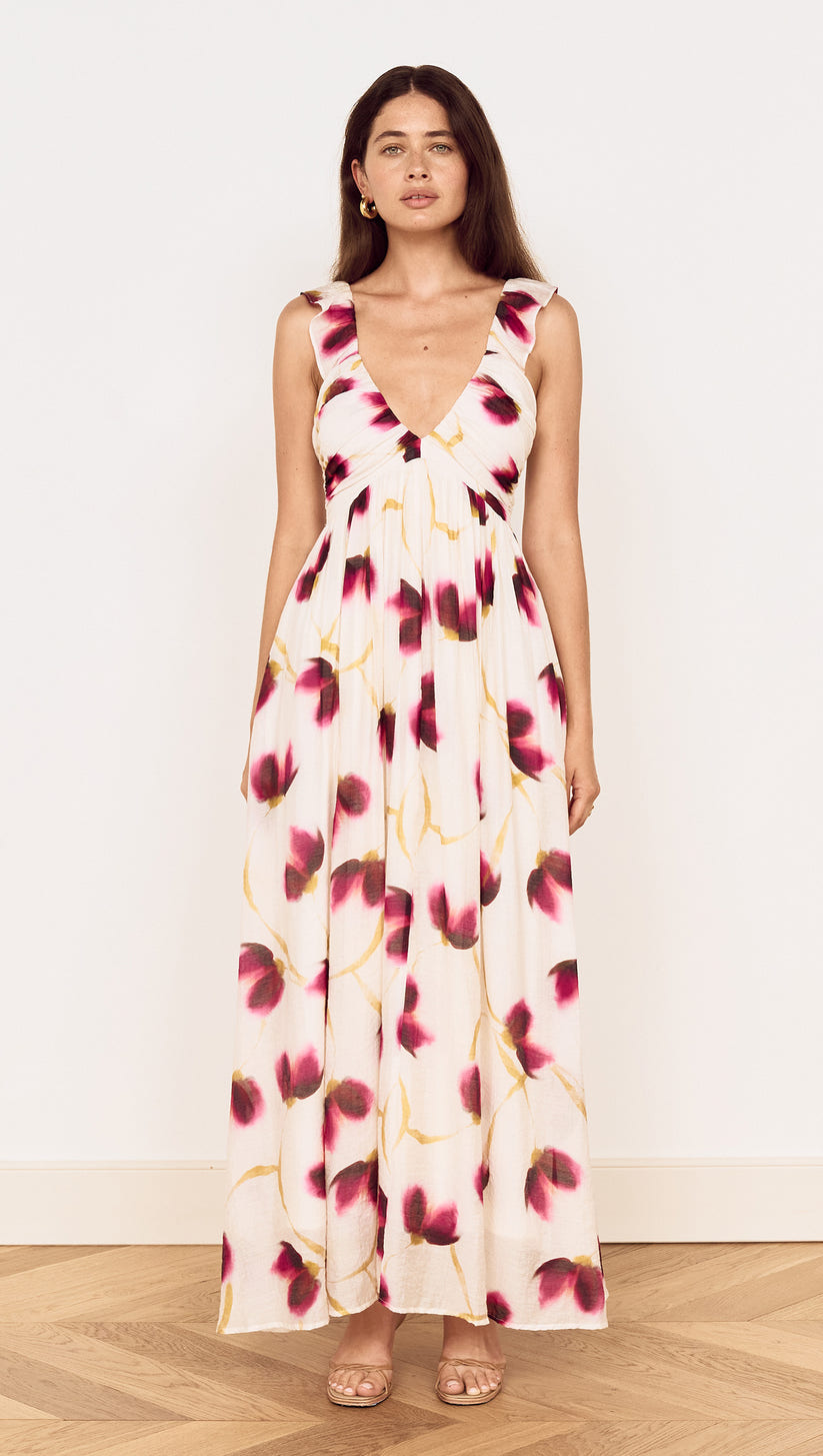 Emery Ruffle Bias Maxi Dress