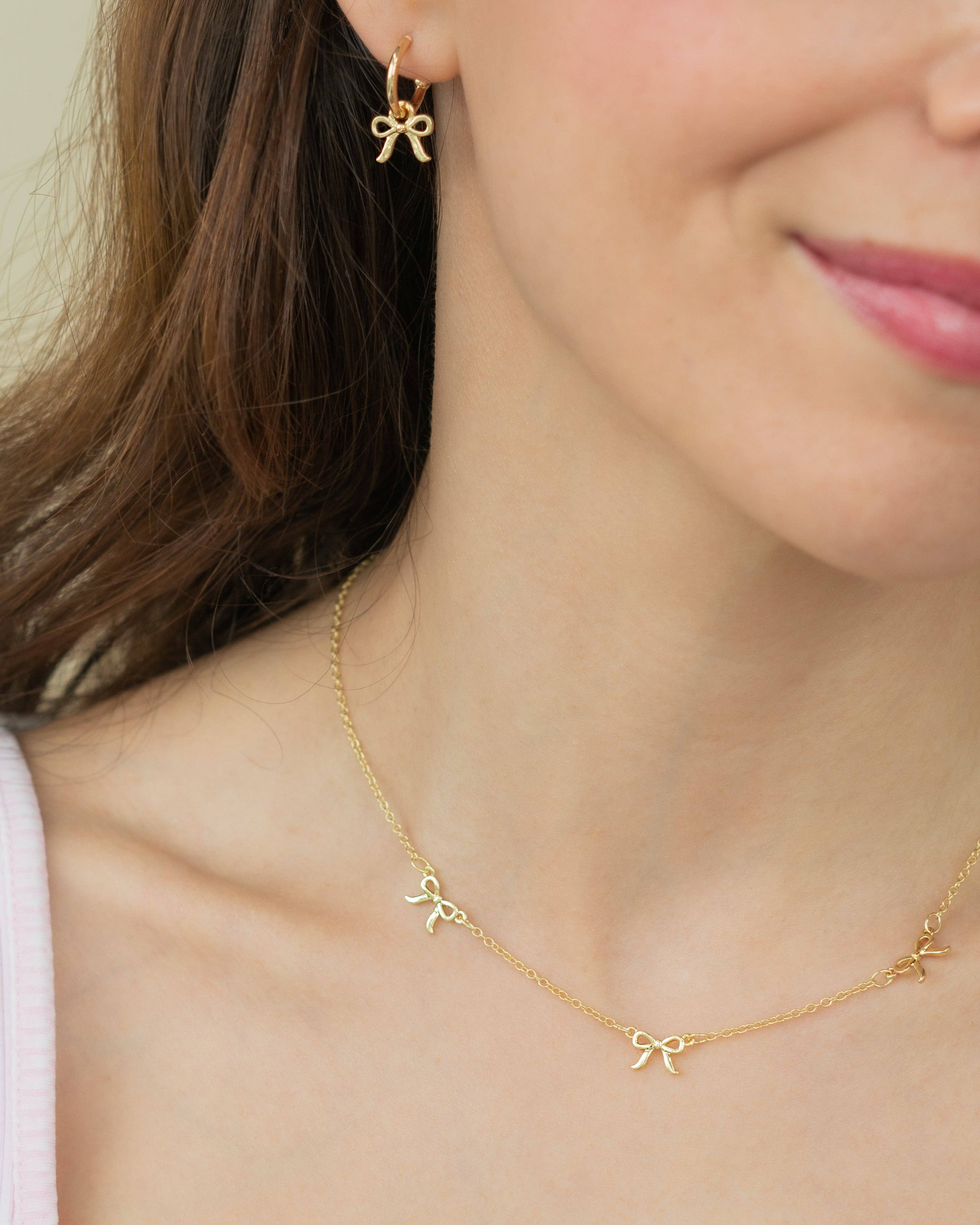 Beautiful Bows Charm Hoops - Gold