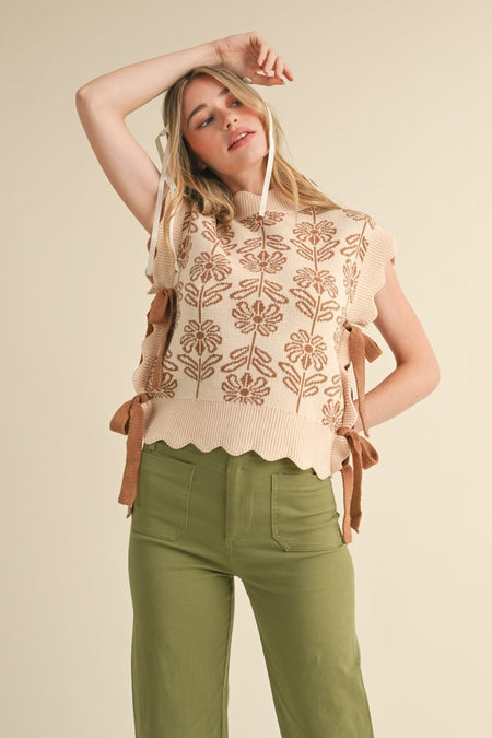 Stacked Florals Knit Sweater Vest
