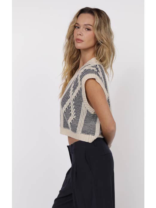 Macy Two Tone Cable Knit Sweater Vest