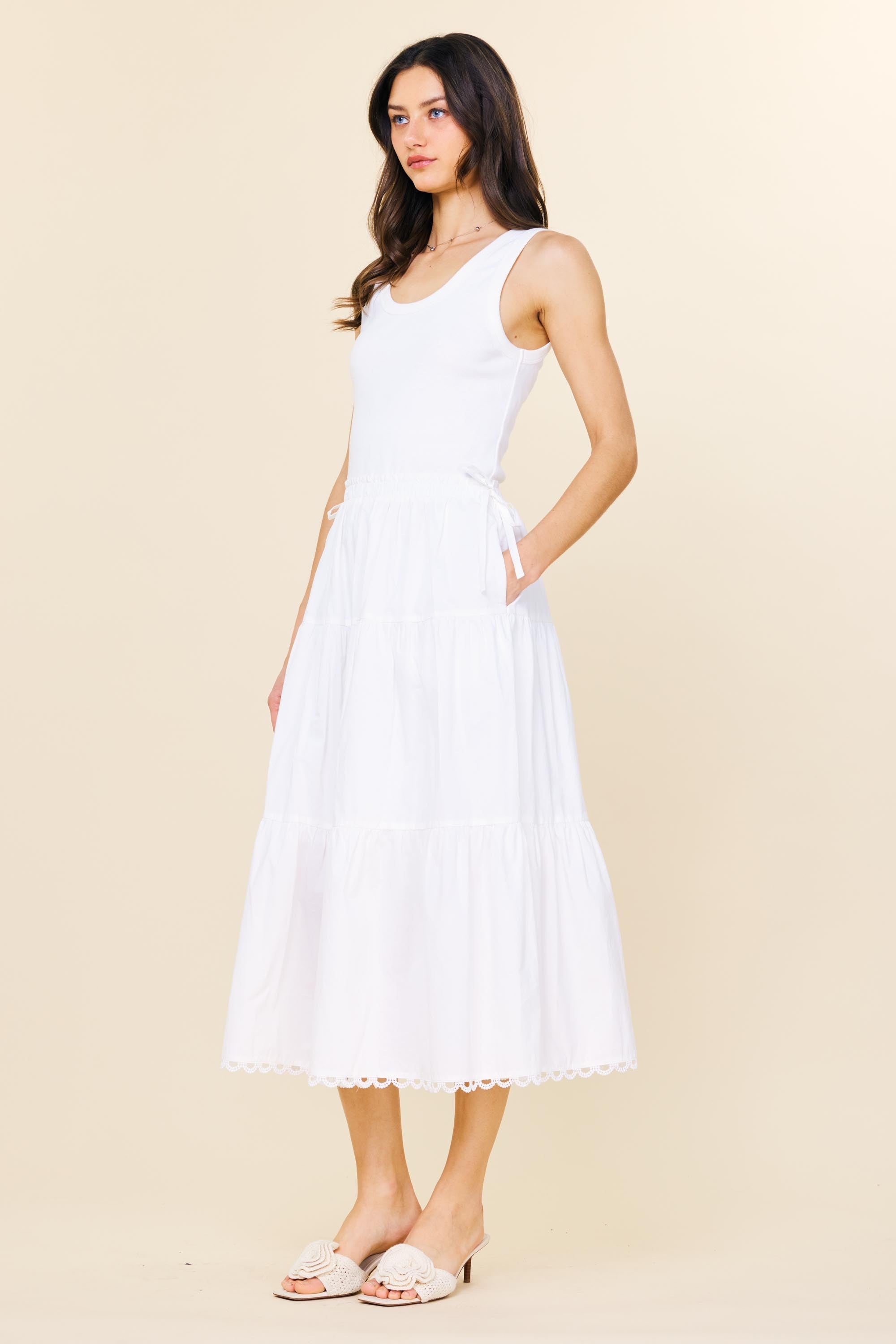 Sunset Soirée Poplin Dress - White *FINAL SALE*
