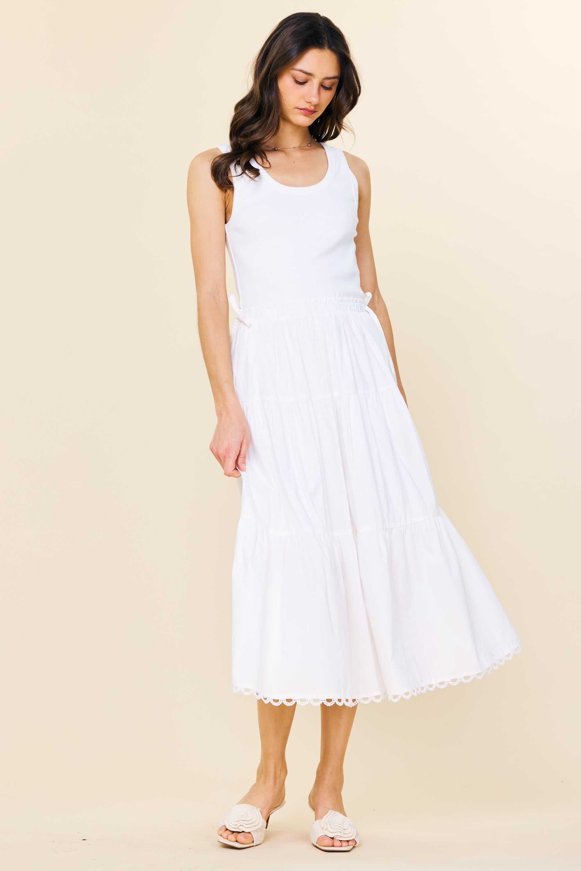 Sunset Soirée Poplin Dress - White *FINAL SALE*