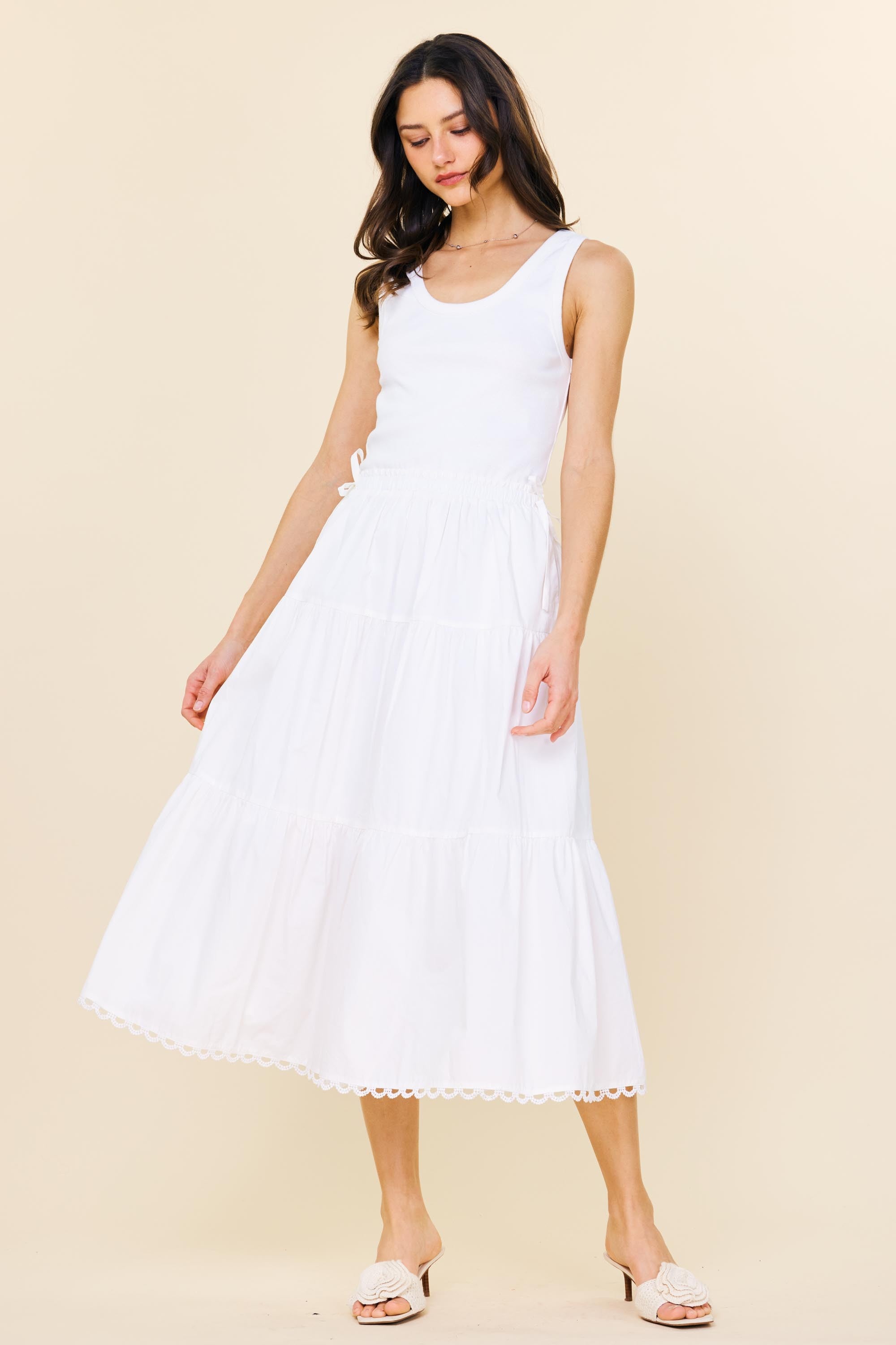 Sunset Soirée Poplin Dress - White *FINAL SALE*