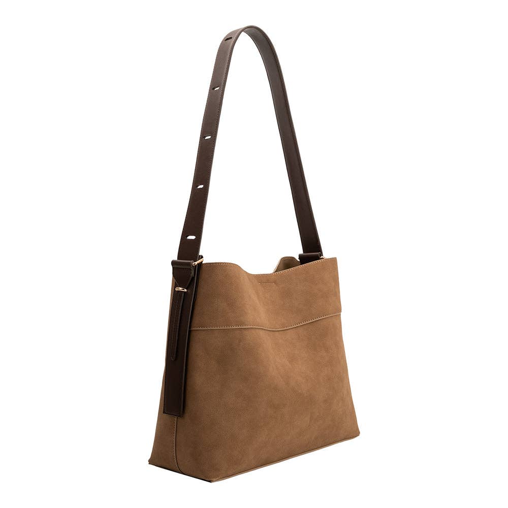 Stormie Mocha Vegan Suede Tote Bag