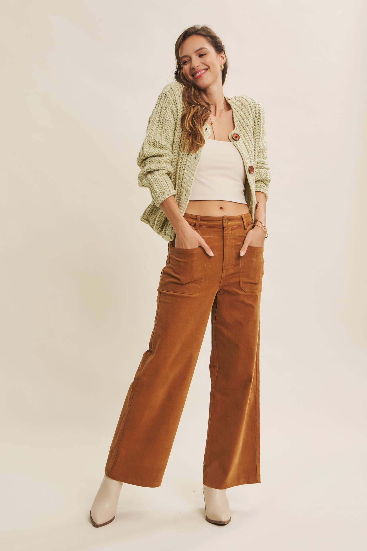 Ginger Spiced Corduroy Wide Leg Pants