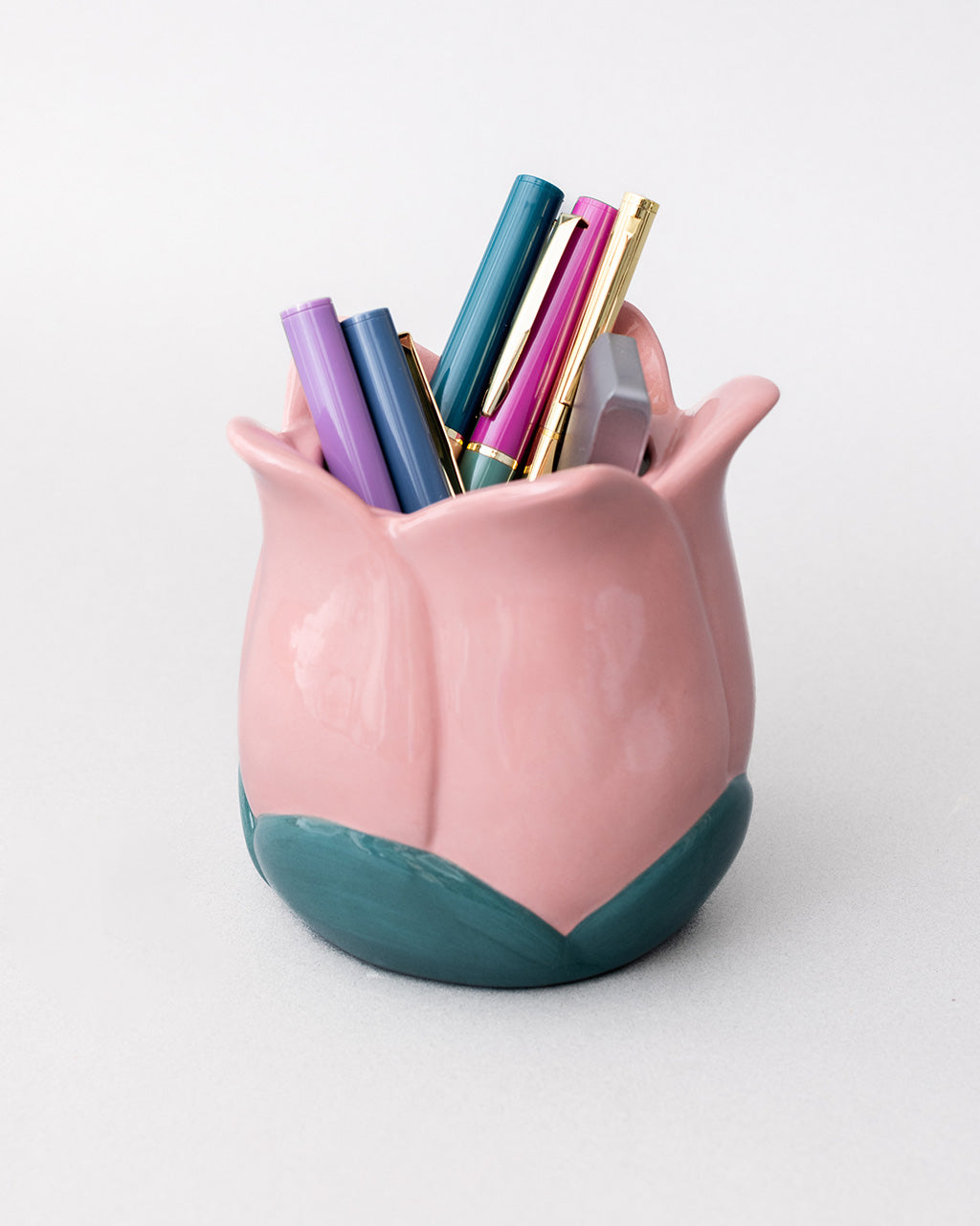 Pink Tulip Ceramic Pencil Cup