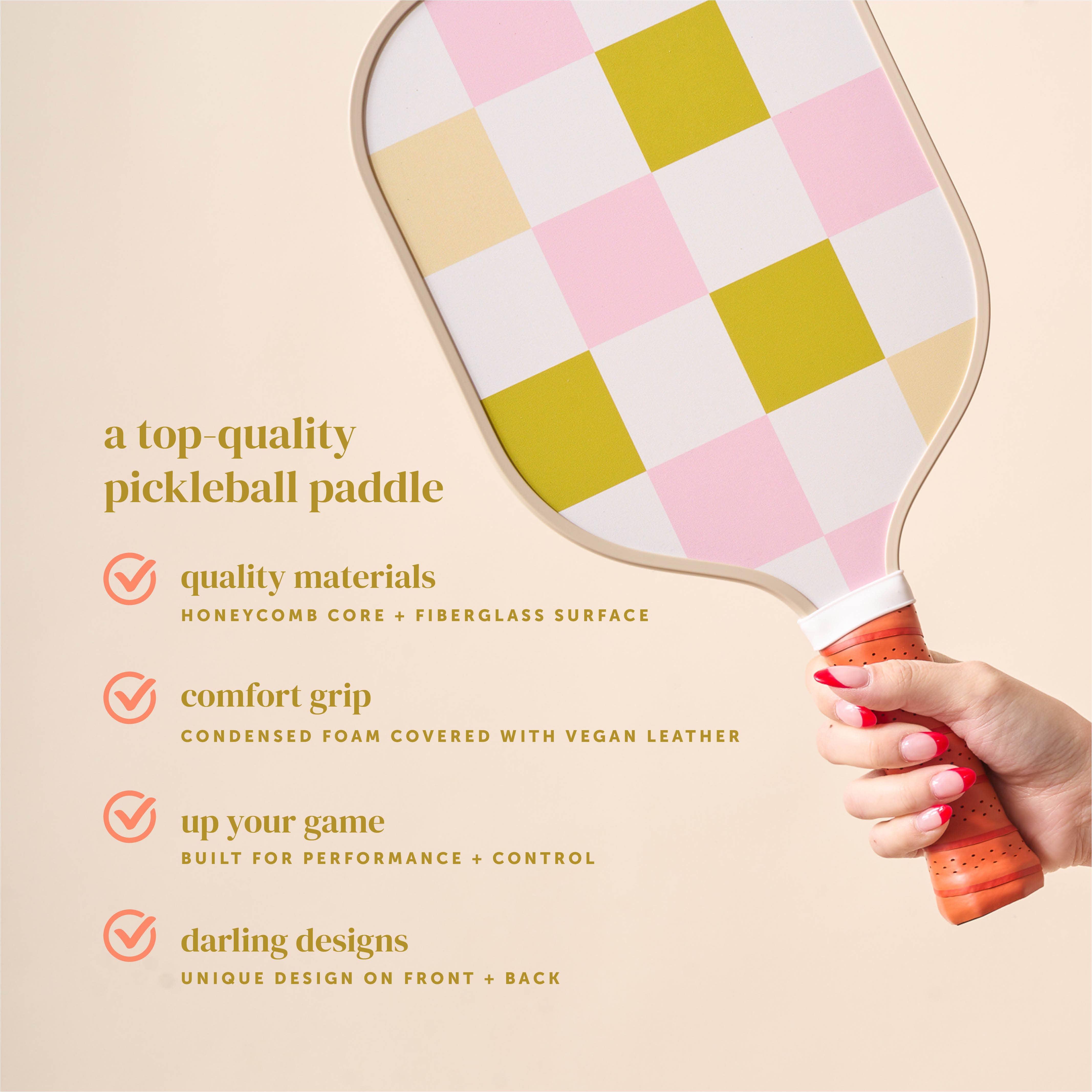 Green Check Pickleball Paddle