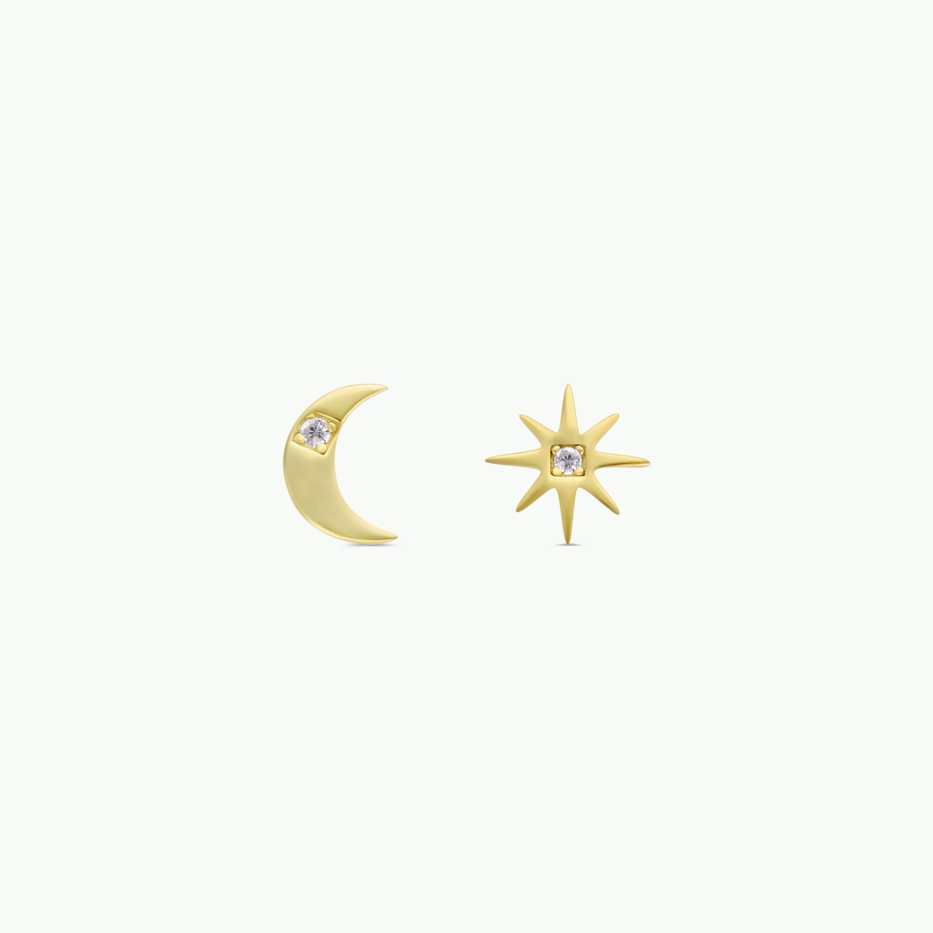 Sun & Moon Complements Gold Earrings