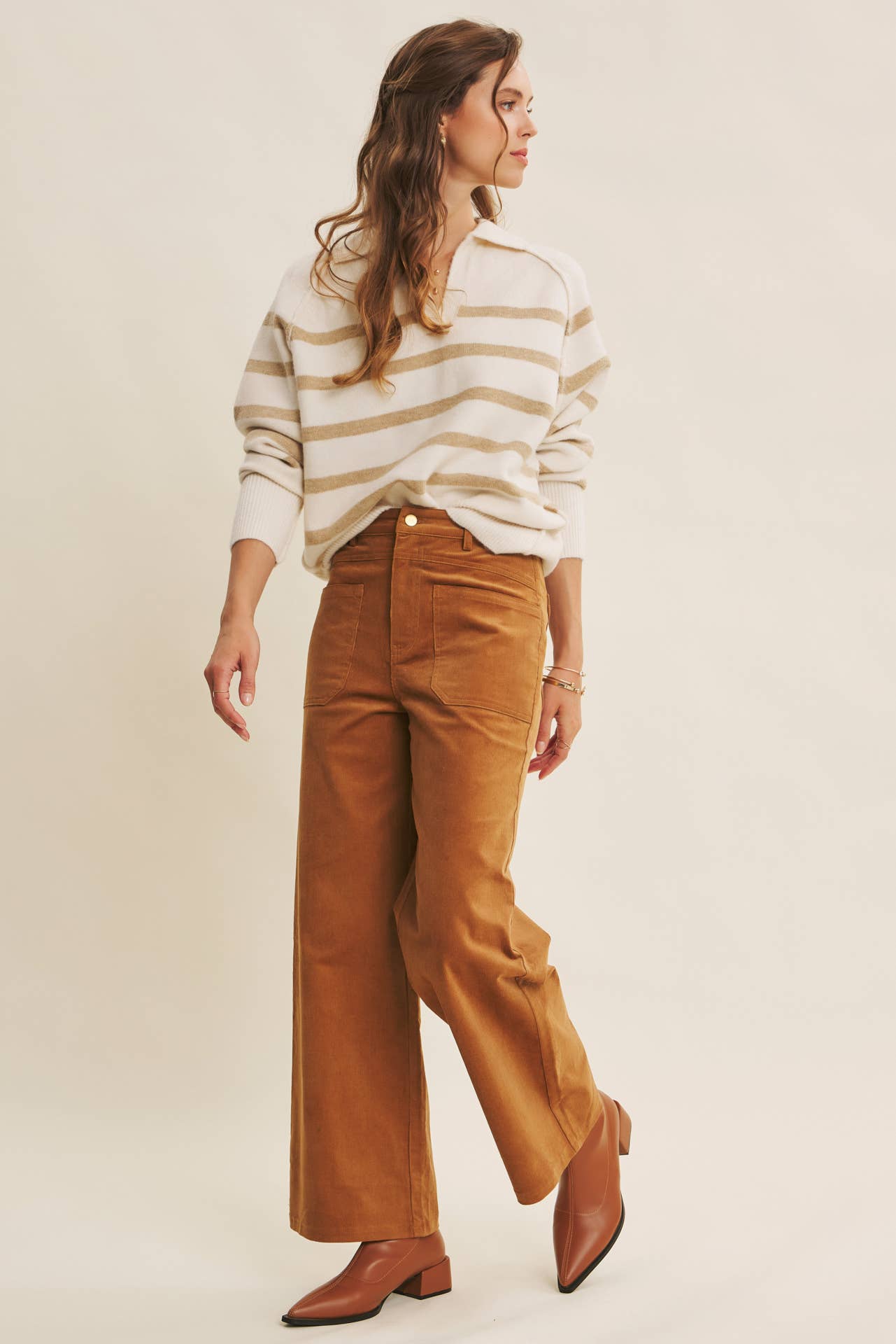 Ginger Spiced Corduroy Wide Leg Pants