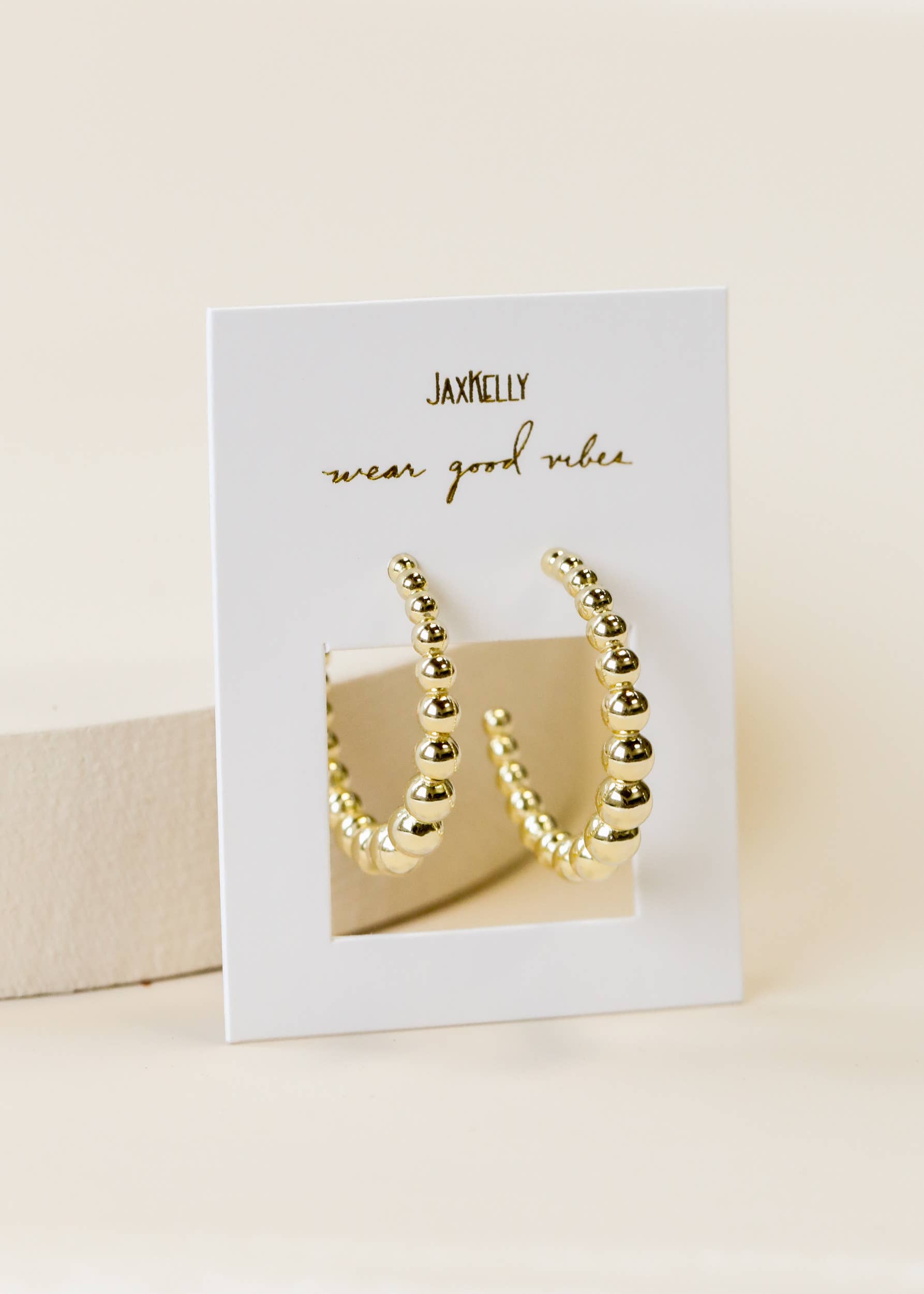 Large Ball Hoop Gold Earrings