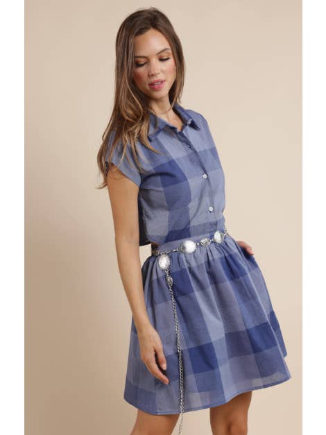 Voyage Cotton Check Shirt Mini Dress