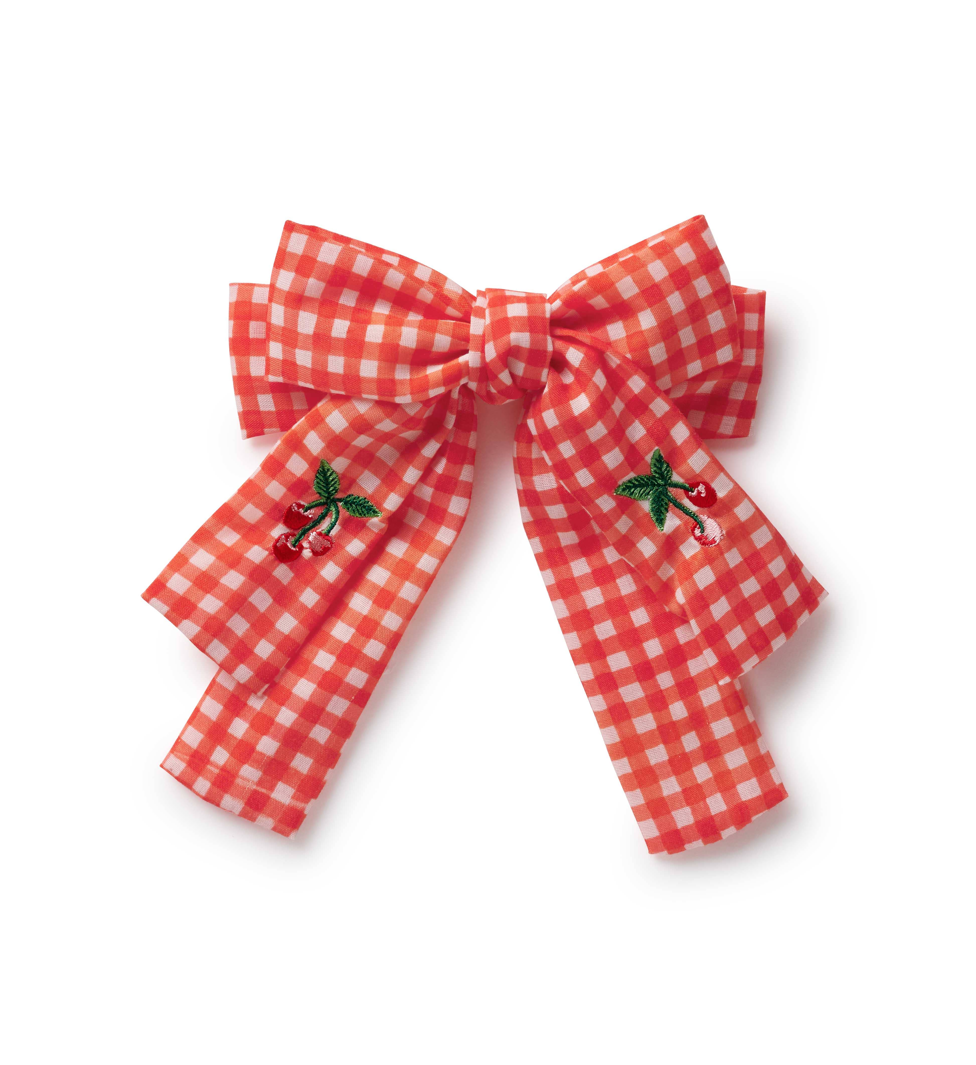 Gingham Cherries Hair Bow