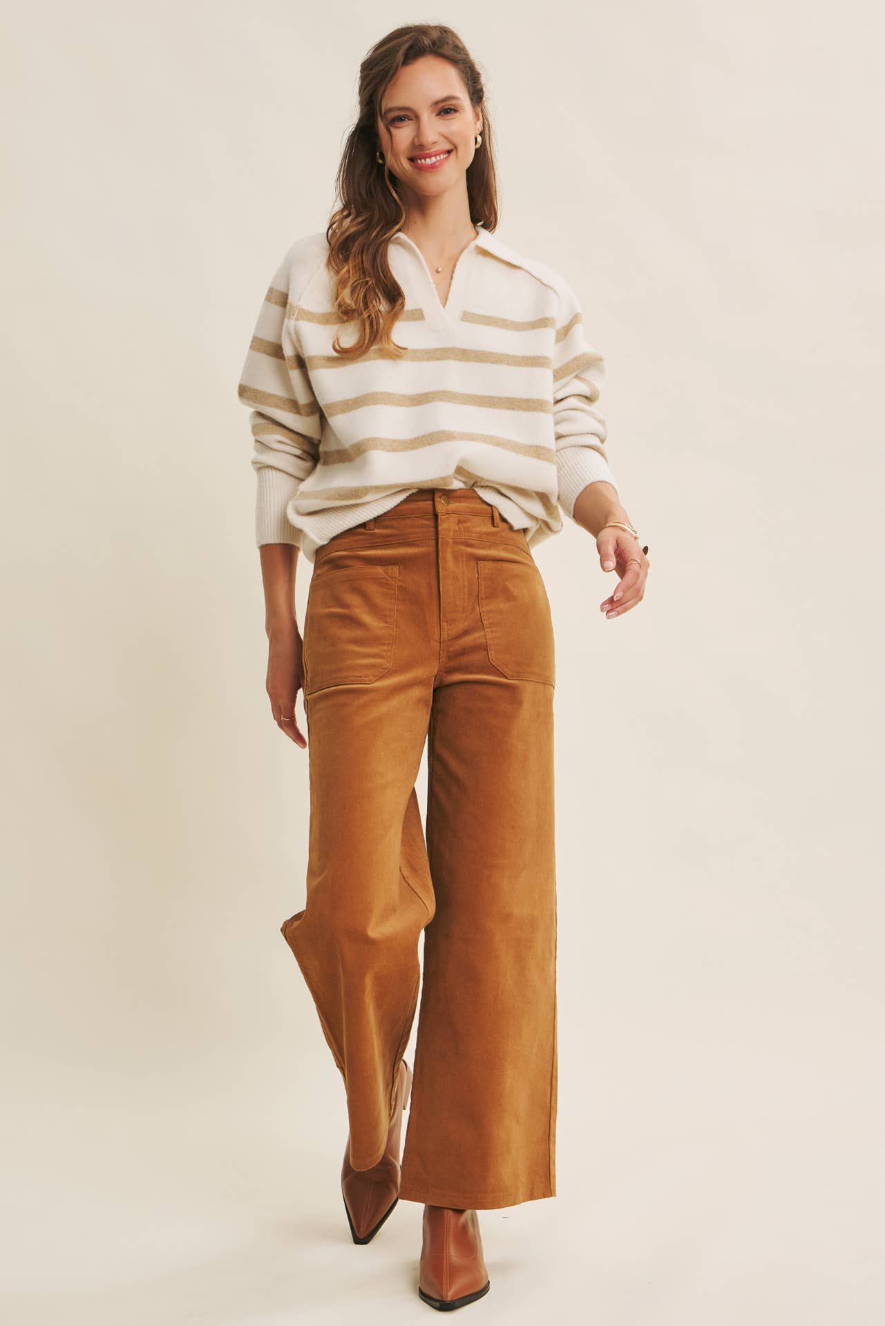 Ginger Spiced Corduroy Wide Leg Pants