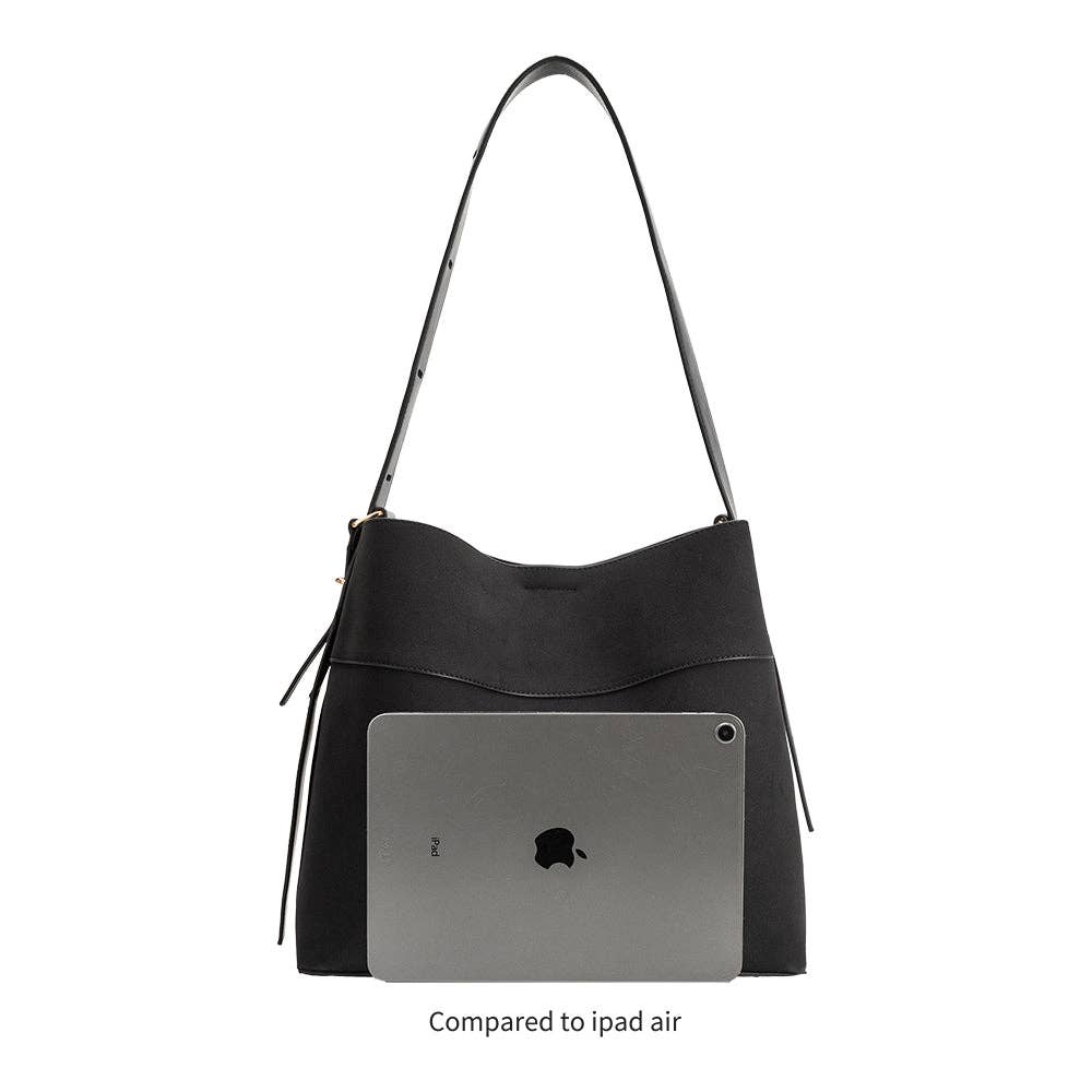 Stormie Black Vegan Suede Tote Bag
