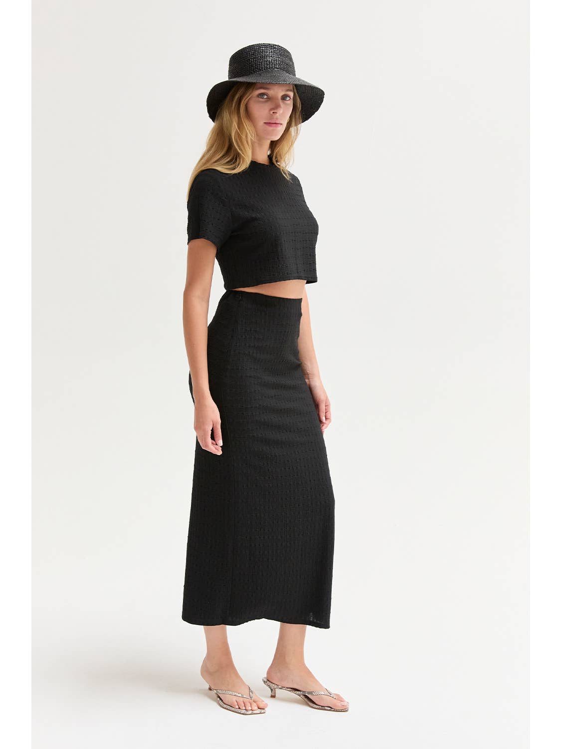 Jenna Textured Knit Two Piece Skirt Set