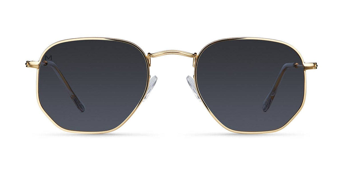Gold-tone carbon frame sunglasses with dark lenses and slim metal arms