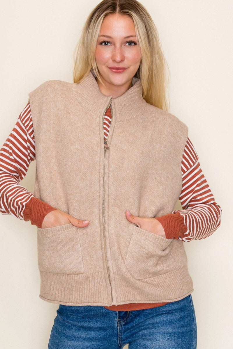 Coffee Run Zip Up Sweater Vest