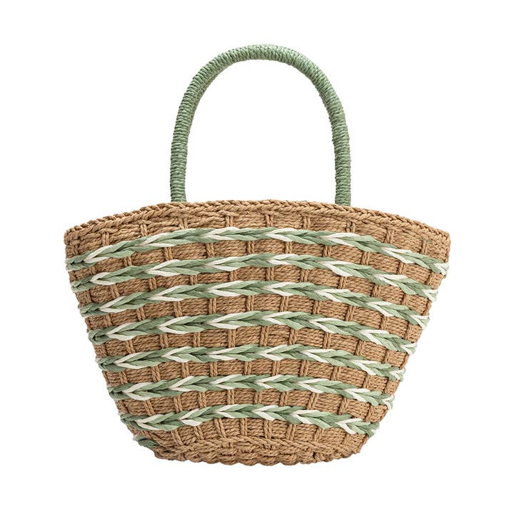 Lisbon Straw Tote Bag - Sage
