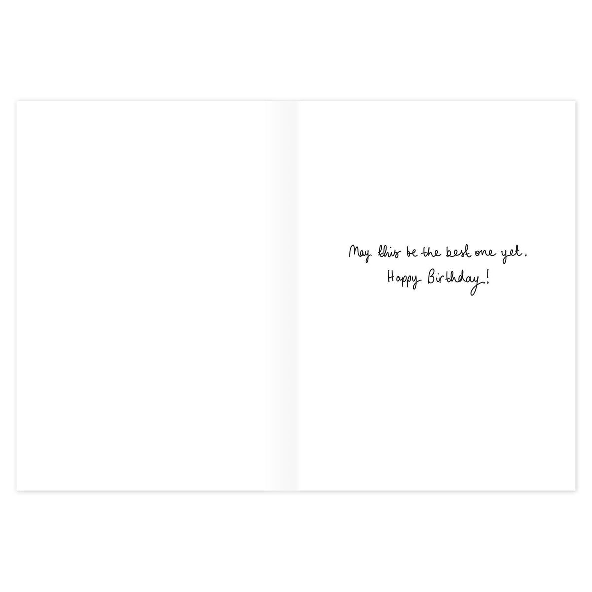Birthday wishes card with small handwritten message on the inside