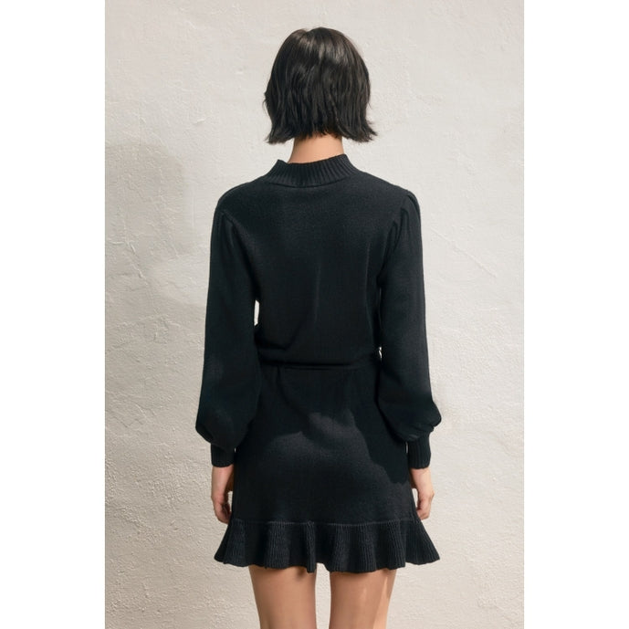 Cloudy Ruffled Sweater Mini Dress