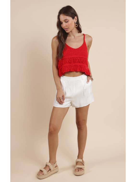 Heritage Front Pleat Shorts - White