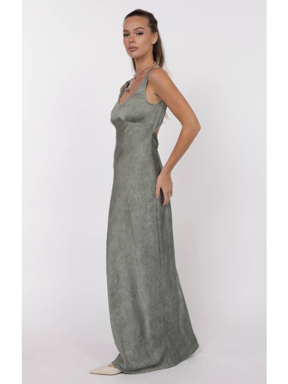 Forever Yours Crinkled Satin Maxi Dress