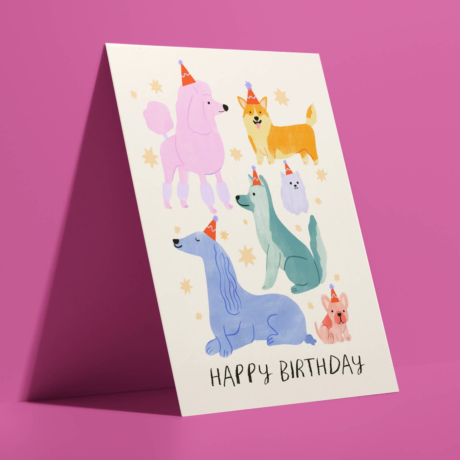 Colorful Dogs Birthday Greeting Card