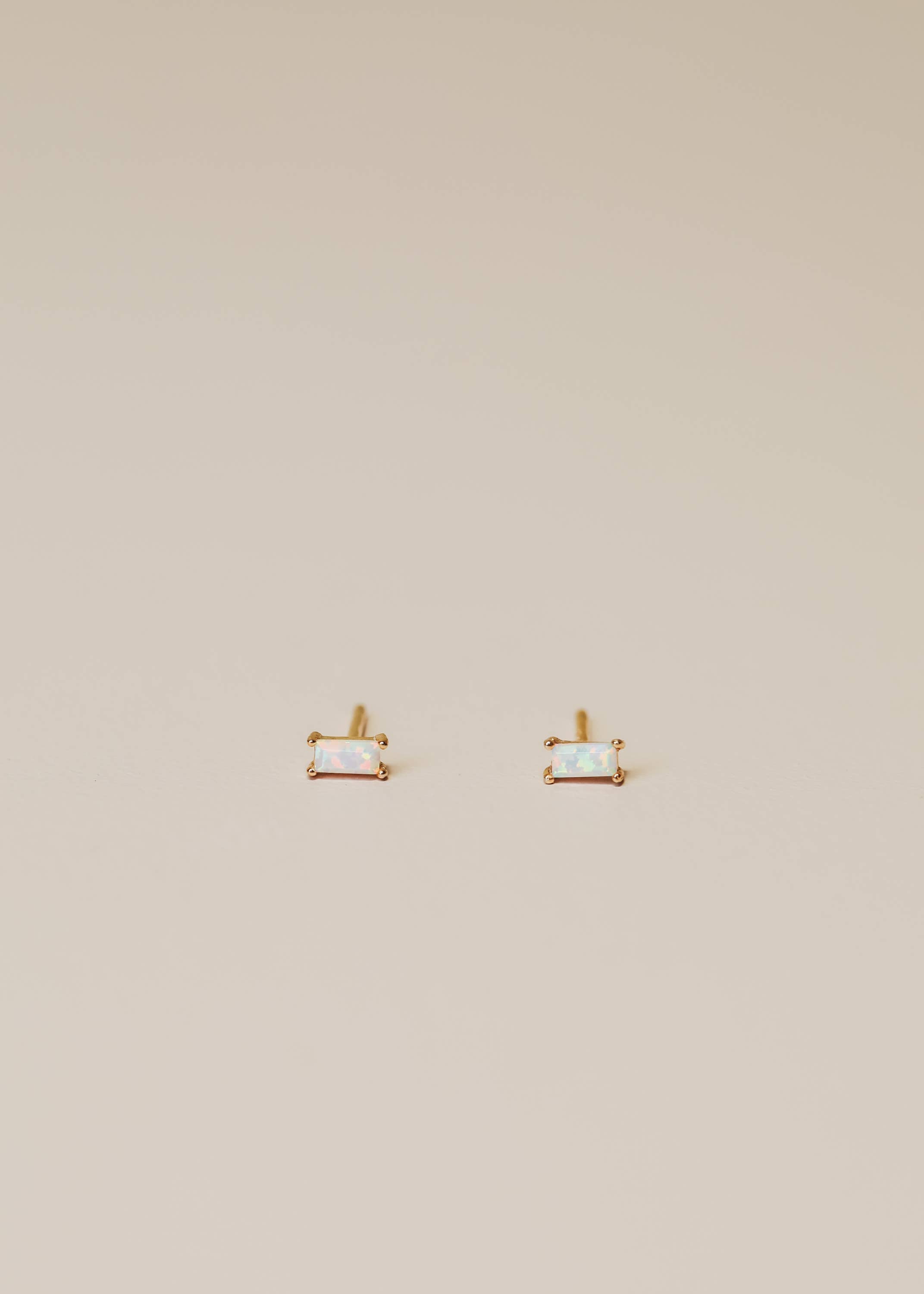 White Opal Baguette Earrings