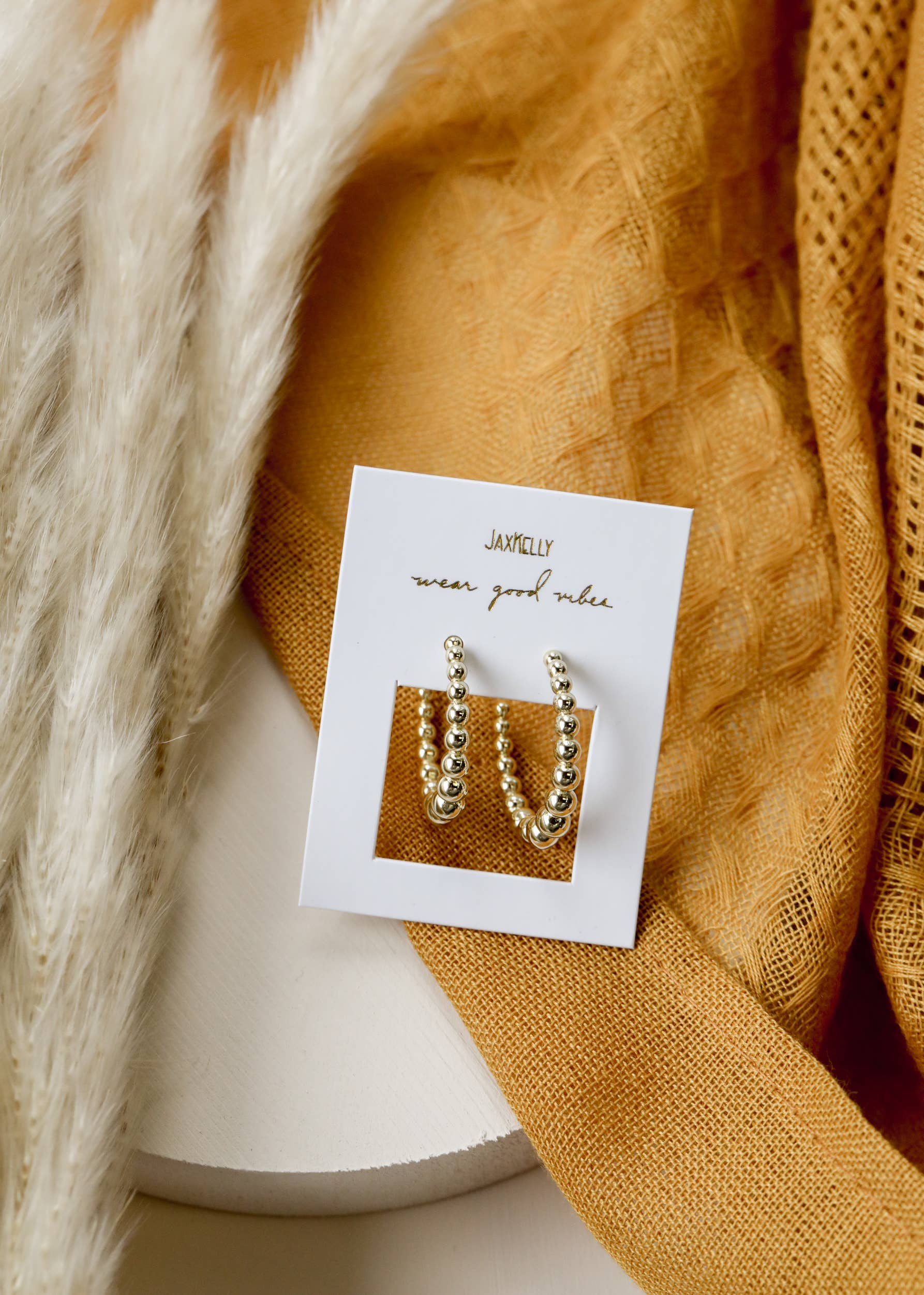 Large Ball Hoop Gold Earrings