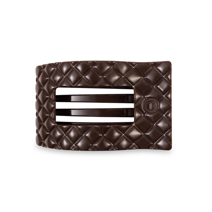 Quilted Truly Taupe Flat Rectangle Hair Clip