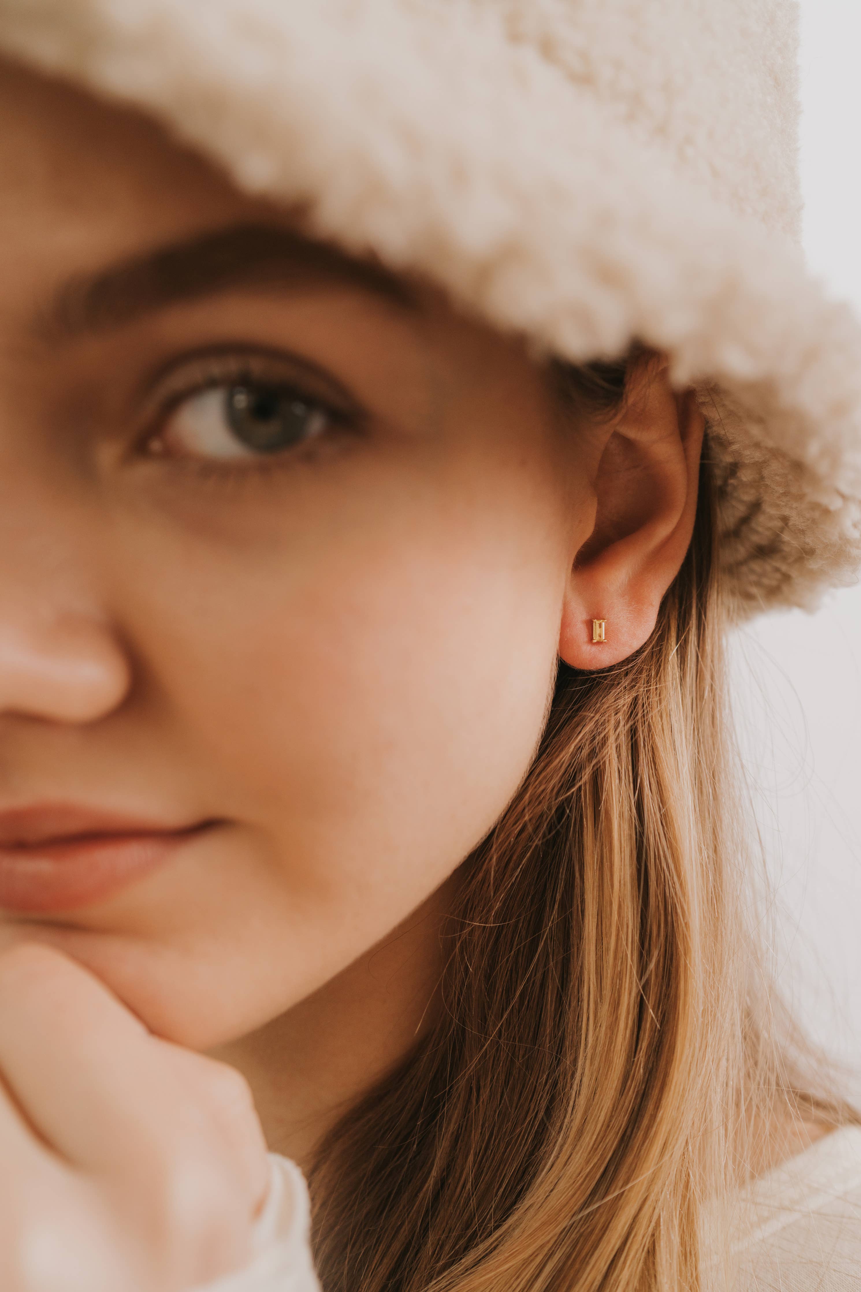 Lemon Baguette Gold Earrings