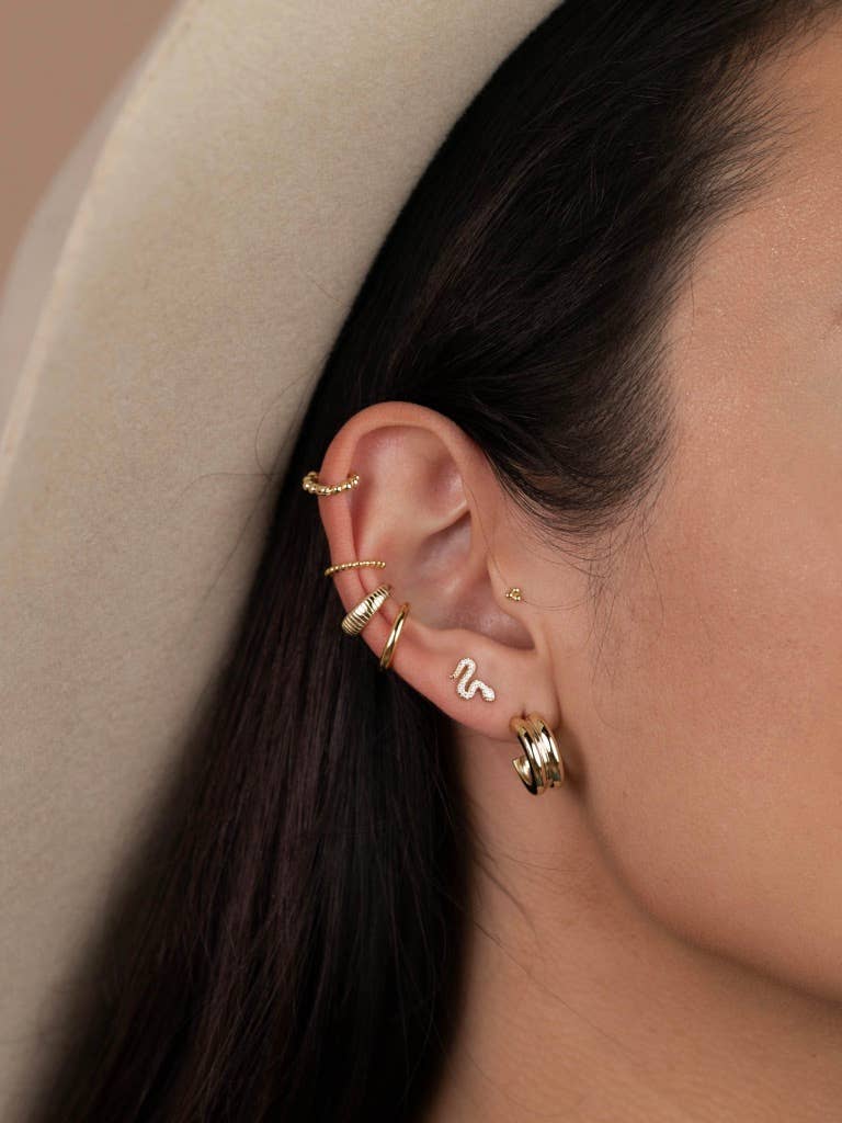 Snake Pave Stud Gold Earrings