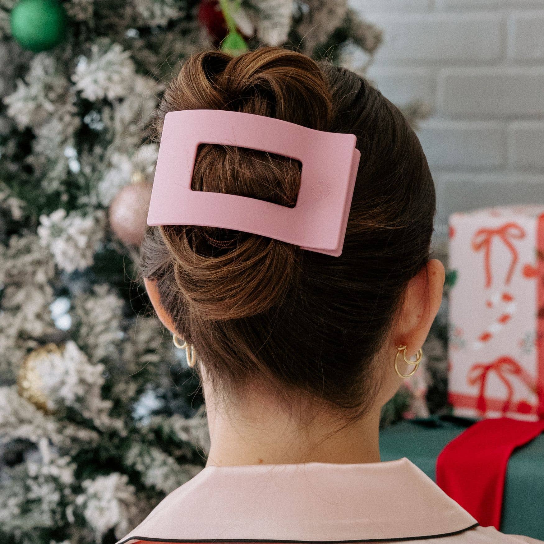 Merry Pinkmas Flat Rectangle Hair Clip