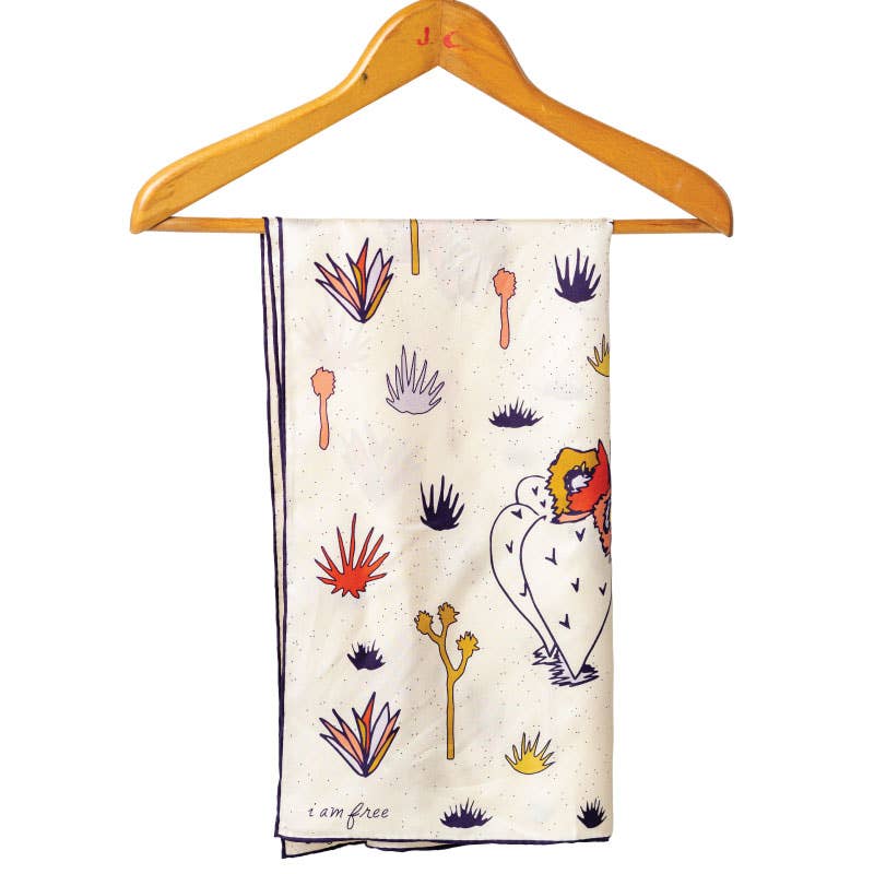 I Am Free Cactus Silk Scarf