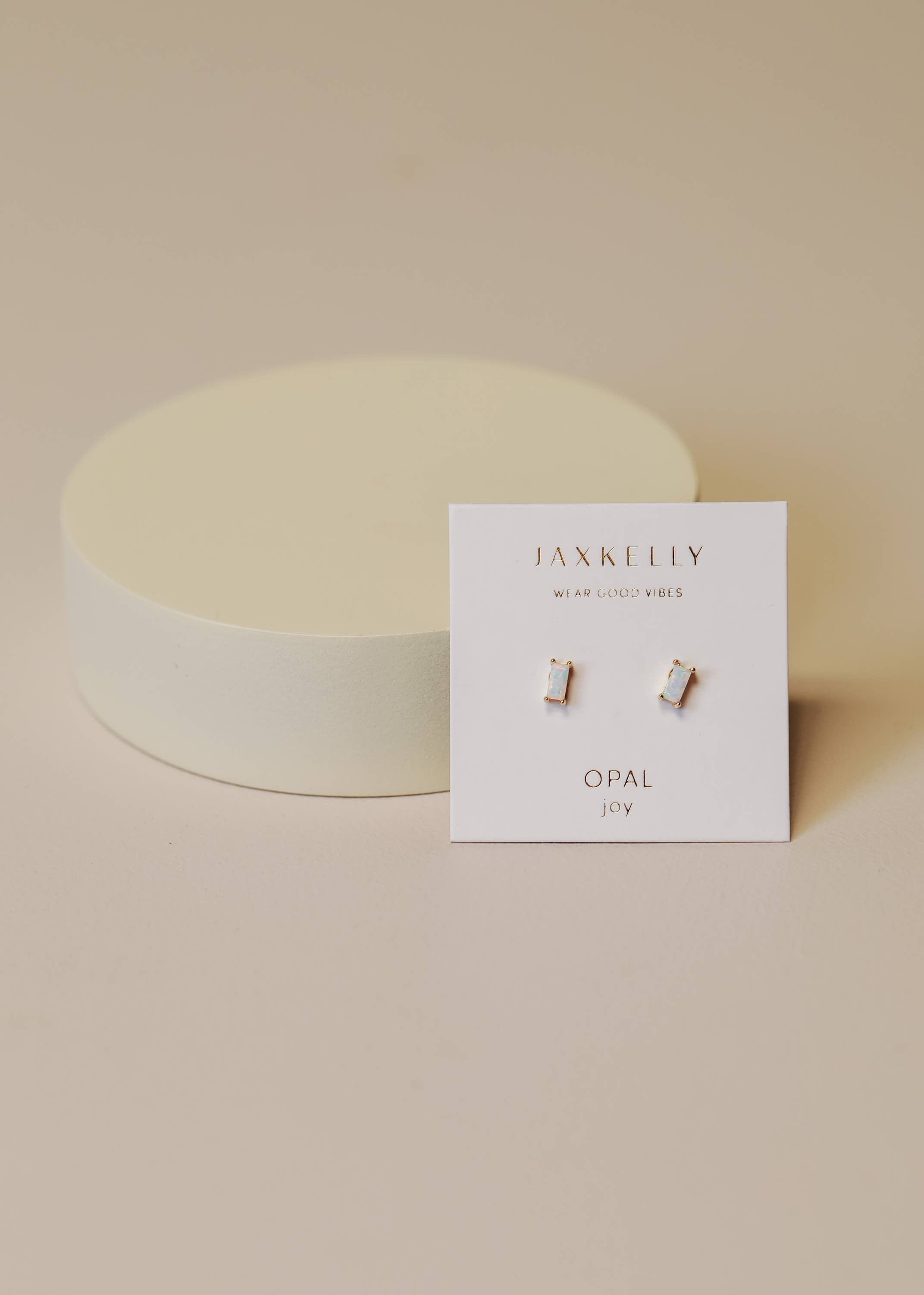 White Opal Baguette Earrings