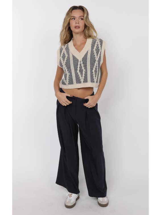 Macy Two Tone Cable Knit Sweater Vest