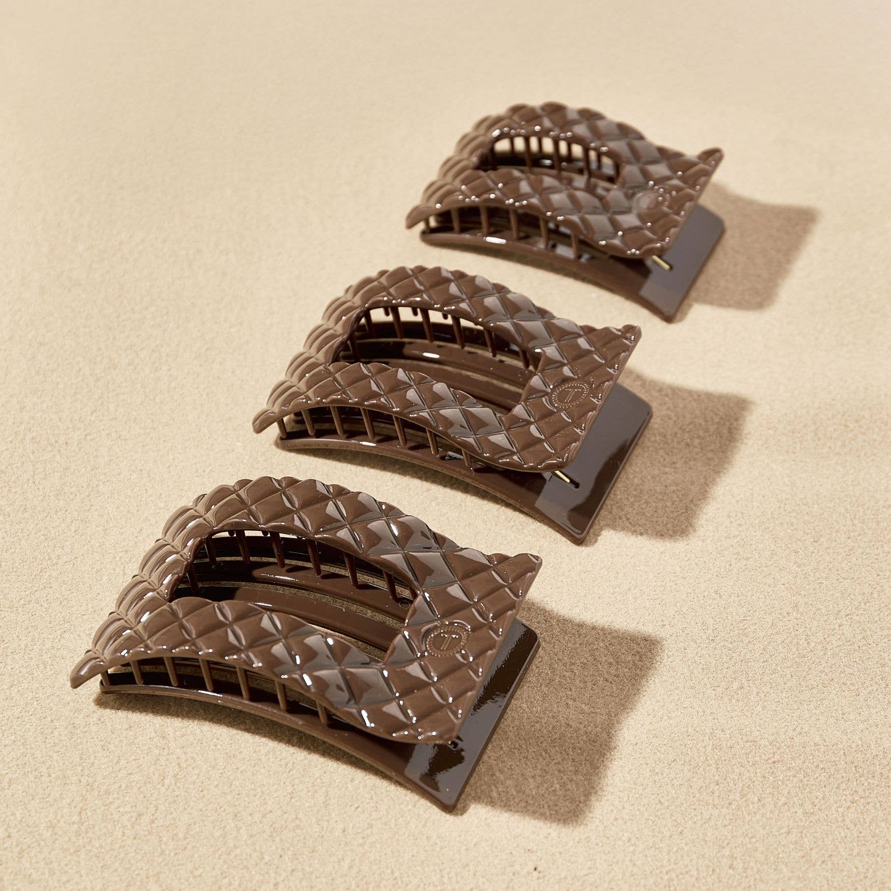 Quilted Truly Taupe Flat Rectangle Hair Clip